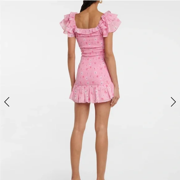 LoveShackFancy Kodie Cotton Pink floral Ruffled Mini Dress - Picture 3 of 3